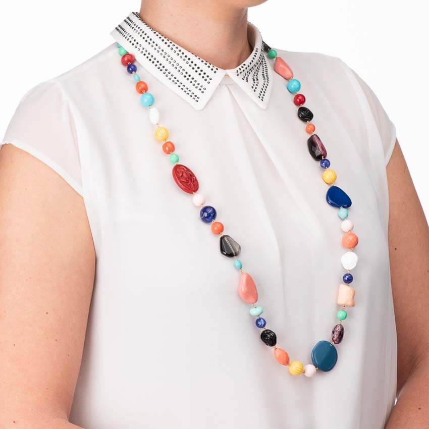 Chic Ad Hoc Collana Lunga Resine Multicolor Donna