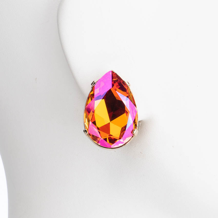 Chic Ad Hoc Orecchini Clip lobo goccia orecchini Swarovski fuxia