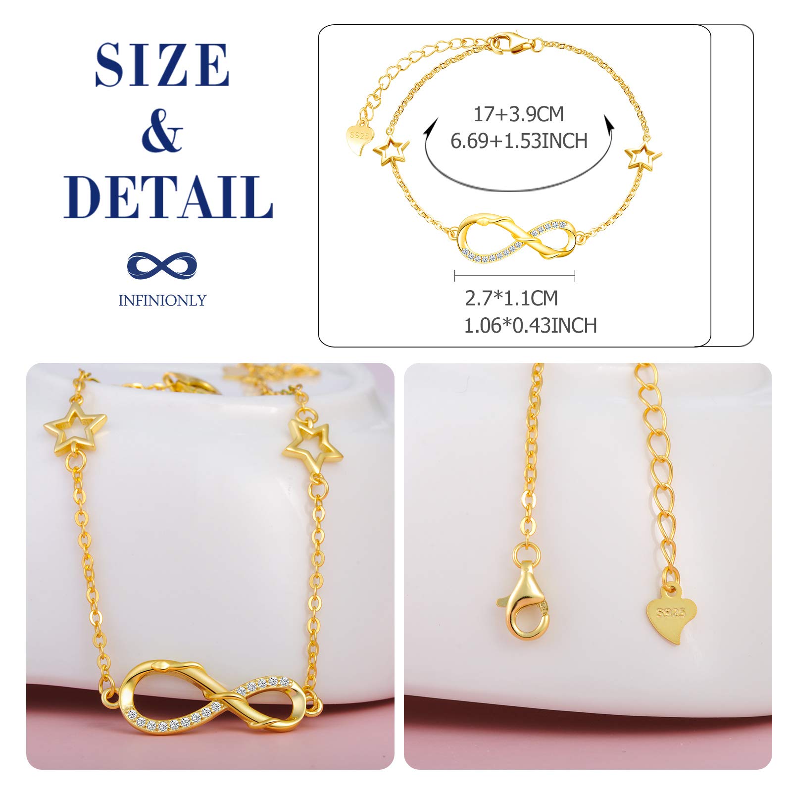 INFINIONLY Fashion Bracelets bracciale argento C-stella serpente
