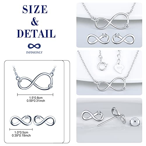 INFINIONLY Collana Orecchini Mini Parure Argento Zirconi